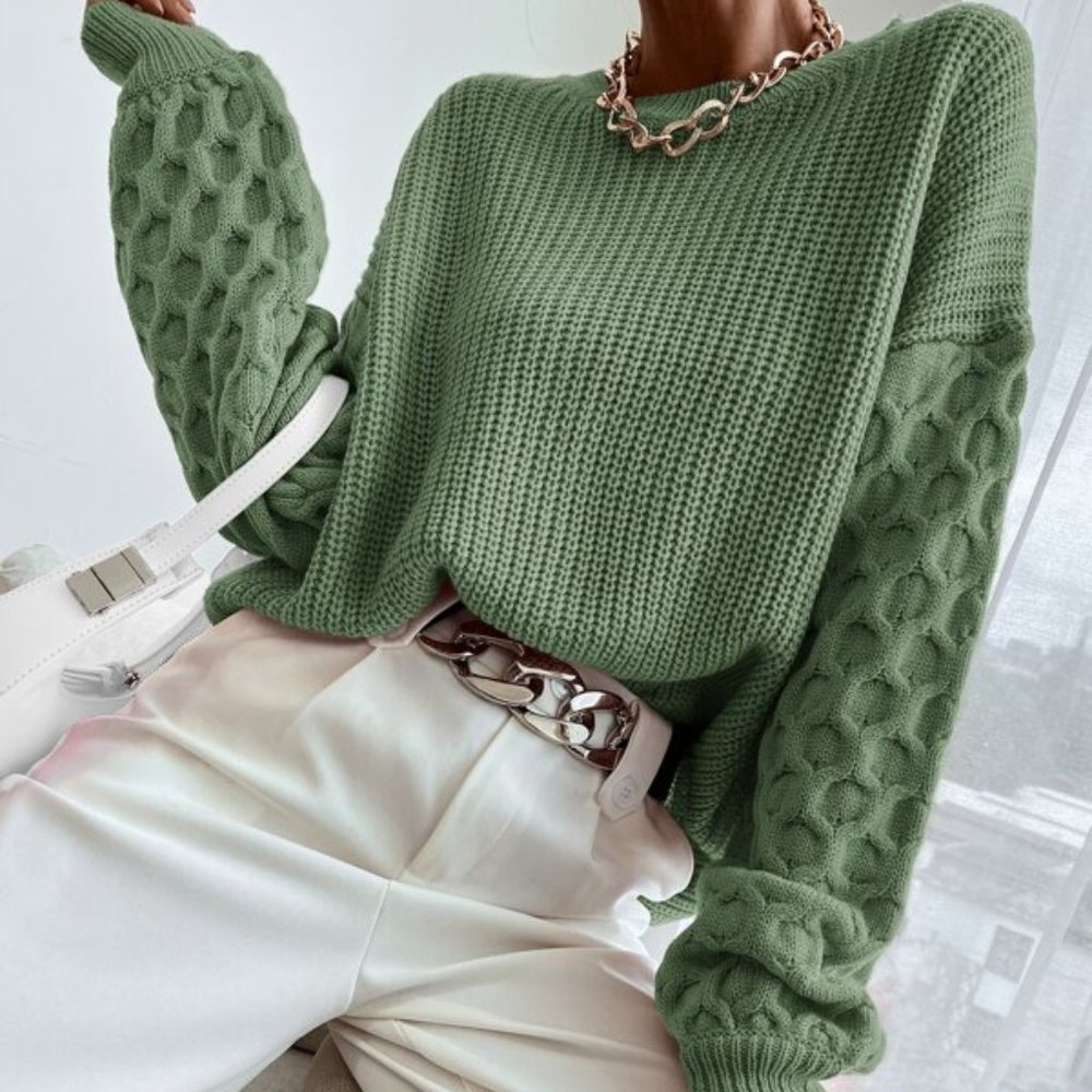 Statement Sleeves Sweater Top - Picture 3 of 12